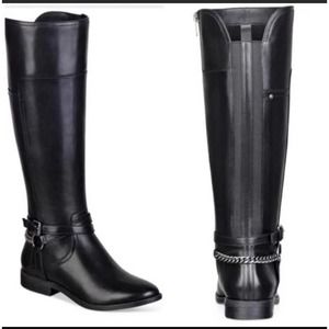 Marc Fisher Black Leather Tall Riding Boots 6